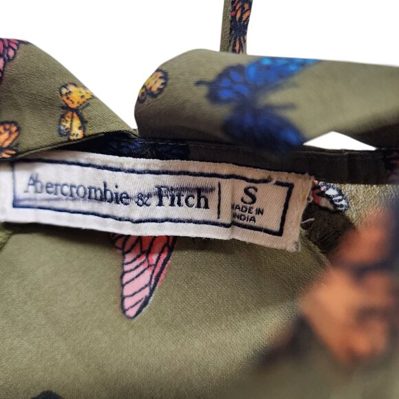 Abercrombie & Fitch Butterfly Print Green Slip Dress S Y2K Whimsy - Picture 4 of 9